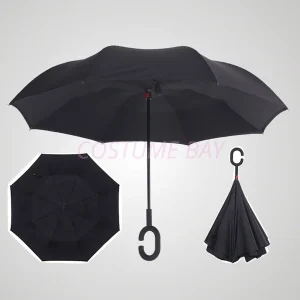 Windproof Upside Down Reverse Umbrella C-Handle Double Layer Inside-Out Inverted