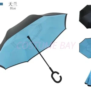 WINDPROOF UPSIDE DOWN REVERSE UMBRELLA C-HANDLE DOUBLE LAYER INSIDE-OUT INVERTED