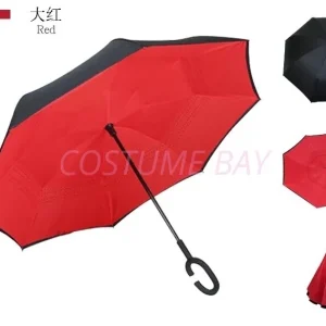 WINDPROOF UPSIDE DOWN REVERSE UMBRELLA C-HANDLE DOUBLE LAYER INSIDE-OUT INVERTED