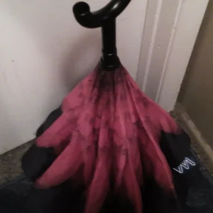 Grand parapluie inversé inversé avec poignée en forme de C, coupe-vent double couche-